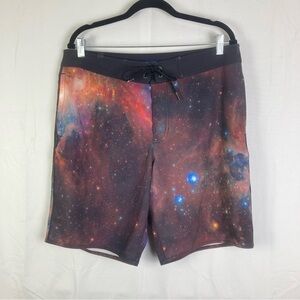 American Eagle Board Shorts Mens Large Purple Outer Space Stars Galaxies Swim